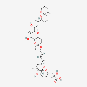 2-hydroxy-3-{5-hydroxy-8-[(3E)-4-[8'-hydroxy-6'-(1-hydroxy-3-{11-methyl-1,7-dioxaspiro[5.5]undecan-2-yl}butyl)-7'-methylidene-hexahydro-3'H-spiro[oxolane-2,2'-pyrano[3,2-b]pyran]-5-yl]but-3-en-2-yl]-10-methyl-1,7-dioxaspiro[5.5]undec-10-en-2-yl}-2-methylpropanoic acid