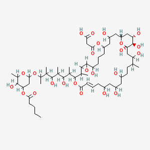molecular formula C57H98O24 B1240366 3-[[(1R,17E,30R,31R,32S)-14-[3,5-dihydroxy-7-(5-hydroxy-6-methyl-4-pentanoyloxyoxan-2-yl)oxy-4,6-dimethyloctan-2-yl]-3,9,20,22,24,28,30,31,32-nonahydroxy-13,27-dimethyl-16-oxo-11,15,34-trioxatricyclo[28.3.1.010,12]tetratriacont-17-en-5-yl]oxy]-3-oxopropanoic acid CAS No. 179041-27-1