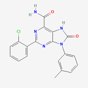 molecular formula C19H14ClN5O2 B1240410 2-(2-chlorophenyl)-9-(3-methylphenyl)-8-oxo-7H-purine-6-carboxamide 