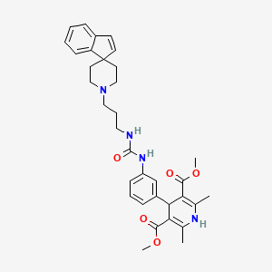 molecular formula C34H40N4O5 B1240412 Dimethyl 2,6-dimethyl-4-[3-(3-spiro[indene-1,4'-piperidine]-1'-ylpropylcarbamoylamino)phenyl]-1,4-dihydropyridine-3,5-dicarboxylate 
