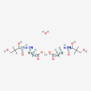 molecular formula C18H34CaN2O11 B12404966 Vitamin B5,Calcium Salt Hydrate-13C3 15N 