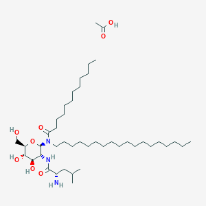 molecular formula C44H87N3O8 B12405052 N-((2R,3R,4R,5S,6R)-3-((S)-2-Amino-4-methylpentanamido)-4,5-dihydroxy-6-(hydroxymethyl)tetrahydro-2H-pyran-2-yl)-N-octadecyldodecanamide acetate 