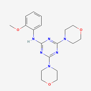 molecular formula C18H24N6O3 B1240531 N-(2-methoxyphenyl)-4,6-bis(4-morpholinyl)-1,3,5-triazin-2-amine 