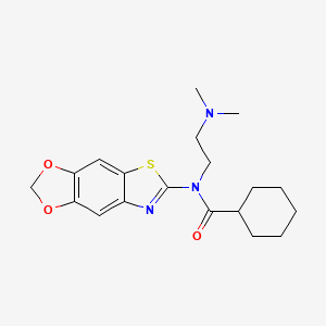 molecular formula C19H25N3O3S B1240543 N-[2-(dimethylamino)ethyl]-N-([1,3]dioxolo[4,5-f][1,3]benzothiazol-6-yl)cyclohexanecarboxamide 