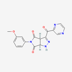 molecular formula C17H13N5O4 B1240545 (3aR,6aR)-5-(3-甲氧基苯基)-3-[氧代(2-吡嗪基)甲基]-3a,6a-二氢-1H-吡咯并[3,4-c]吡唑-4,6-二酮 
