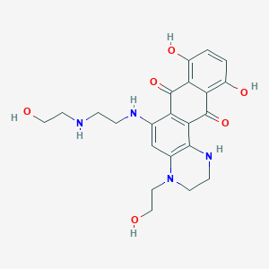 molecular formula C22H26N4O6 B124057 8,11-Dihydroxy-4-(2-hydroxyethyl)-6-(2-(2-hydroxyethylamino)ethylamino)-1,2,3,4-tetrahydronaphtho[2,3-f]quinoxaline-7,12-dione CAS No. 137132-70-8