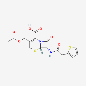 molecular formula C16H16N2O6S2 B1240595 (6R,7S)-3-(乙酰氧甲基)-8-氧代-7-[(1-氧代-2-噻吩-2-基乙基)氨基]-5-噻-1-氮杂双环[4.2.0]辛-2-烯-2-羧酸 