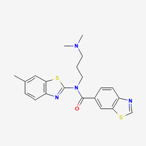 molecular formula C21H22N4OS2 B1240598 N-[3-(dimethylamino)propyl]-N-(6-methyl-1,3-benzothiazol-2-yl)-1,3-benzothiazole-6-carboxamide 