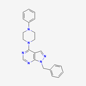 molecular formula C22H22N6 B1240601 1-(Phenylmethyl)-4-(4-phenyl-1-piperazinyl)pyrazolo[3,4-d]pyrimidine 