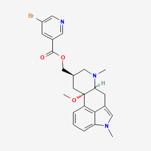molecular formula C24H26BrN3O3 B1240613 5-bromo-3-pyridinecarboxylic acid [(6aS,9R,10aS)-10a-methoxy-4,7-dimethyl-6a,8,9,10-tetrahydro-6H-indolo[4,3-fg]quinoline-9-yl]methyl ester 