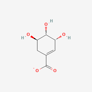 molecular formula C7H9O5- B1240617 (3R,4S,5R)--3,4,5-trihydroxycyclohex-1-ene-1-carboxylate 