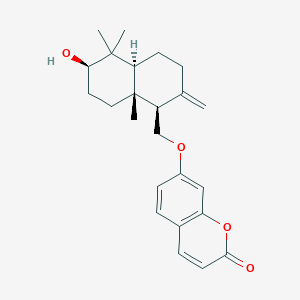 molecular formula C24H30O4 B1240636 7-[[(1R,4aS,6R,8aR)-6-hydroxy-5,5,8a-trimethyl-2-methylene-3,4,4a,6,7,8-hexahydro-1H-naphthalen-1-yl]methoxy]-1-benzopyran-2-one 