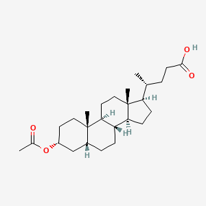 molecular formula C26H42O4 B1240641 (3beta,5beta,9beta)-3-(Acetyloxy)cholan-24-Oic Acid 