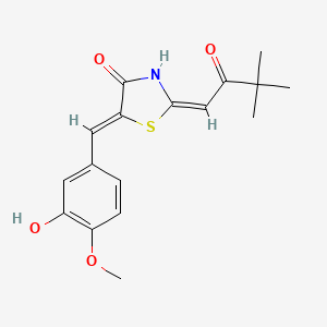 (2E,5Z)-2-(3,3-dimethyl-2-oxo-butylidene)-5-[(3-hydroxy-4-methoxy-phenyl)methylene]thiazolidin-4-one