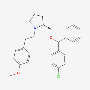 molecular formula C27H30ClNO2 B1240667 (2R)-2-[[(4-chlorophenyl)-phenylmethoxy]methyl]-1-[2-(4-methoxyphenyl)ethyl]pyrrolidine 
