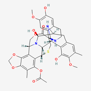 molecular formula C38H41N3O11S B1240674 [(1R,2R,3R,11S,12S,14R,26R)-5,6',12-trihydroxy-6,7'-dimethoxy-7,21-dimethyl-27-oxospiro[17,19,28-trioxa-24-thia-13,30-diazaheptacyclo[12.9.6.13,11.02,13.04,9.015,23.016,20]triaconta-4(9),5,7,15,20,22-hexaene-26,1'-3,4-dihydro-2H-isoquinoline]-22-yl] acetate 