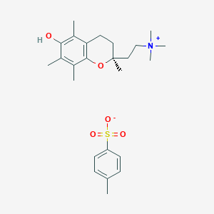molecular formula C25H37NO5S B1240682 3,4-Dihydro-6-hydroxy-N,N,N,2,5,7,8-heptamethyl-2H-1-benzopyran-2-ethanaminium 4-methylbesylate,D- CAS No. 146832-01-1