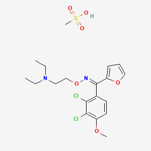 molecular formula C19H26Cl2N2O6S B1240696 Methanone, (2,3-dichloro-4-methoxyphenyl)-2-furanyl-, O-(2-(diethylamino)ethyl)oxime, monomethanesulfonate CAS No. 56776-25-1