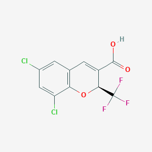 molecular formula C11H5Cl2F3O3 B1240700 (2s)-6,8-Dichloro-2-(Trifluoromethyl)-2h-Chromene-3-Carboxylic Acid 