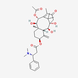 molecular formula C33H45NO8 B1240712 [(1S,2S,3R,5S,8R,9R,10R)-10-acetyloxy-1,2,9-trihydroxy-8,12,15,15-tetramethyl-4-methylidene-13-oxo-5-tricyclo[9.3.1.03,8]pentadec-11-enyl] (3R)-3-(dimethylamino)-3-phenylpropanoate 