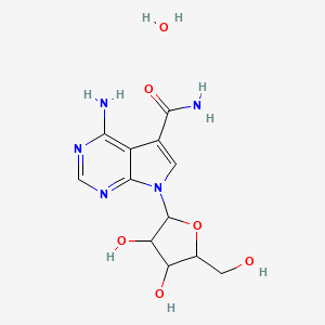 molecular formula C12H17N5O6 B1240723 4-amino-7-[3,4-dihydroxy-5-(hydroxymethyl)oxolan-2-yl]pyrrolo[2,3-d]pyrimidine-5-carboxamide;hydrate 