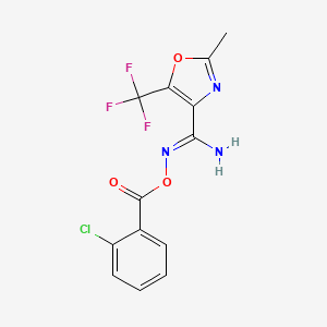 molecular formula C13H9ClF3N3O3 B1240725 N'-[(2-chlorobenzoyl)oxy]-2-methyl-5-(trifluoromethyl)-1,3-oxazole-4-carboximidamide 