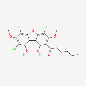molecular formula C20H19Cl3O6 B1240731 1-(4,6,8-Trichloro-1,9-dihydroxy-3,7-dimethoxydibenzofuran-2-yl)hexan-1-one 