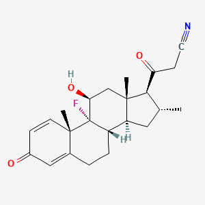 molecular formula C23H28FNO3 B1240736 3-[(8S,9R,10S,11S,13S,14S,16R,17S)-9-fluoro-11-hydroxy-10,13,16-trimethyl-3-oxo-7,8,11,12,14,15,16,17-octahydro-6H-cyclopenta[a]phenanthren-17-yl]-3-oxopropanenitrile 
