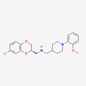 molecular formula C22H27ClN2O3 B1240738 4-Piperidinemethanamine, N-(((2S)-7-chloro-2,3-dihydro-1,4-benzodioxin-2-yl)methyl)-1-(2-methoxyphenyl)- CAS No. 246517-66-8