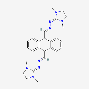 molecular formula C26H32N8 B1240751 (E)-N-[(E)-[10-[(E)-[(1,3-dimethylimidazolidin-2-ylidene)hydrazinylidene]methyl]-9,10-dihydroanthracen-9-yl]methylideneamino]-1,3-dimethylimidazolidin-2-imine CAS No. 103188-42-7