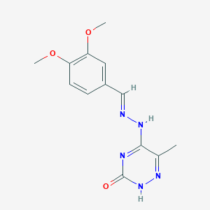 molecular formula C13H15N5O3 B1240753 3,4-Dimethoxybenzaldehyde (6-methyl-3-oxo-2,3-dihydro-1,2,4-triazin-5-yl)hydrazone 