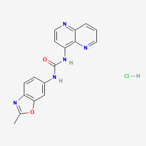 molecular formula C17H14ClN5O2 B1240757 N-(2-Methylbenzoxazol-6-yl)-N'-(1,5-naphthyridin-4-yl)urea hydrochloride 