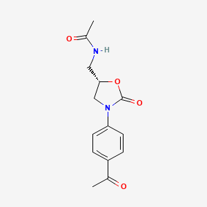 molecular formula C14H16N2O4 B1240771 (S)-N-((3-(4-acetylphenyl)-2-oxooxazolidin-5-yl)methyl)acetamide 