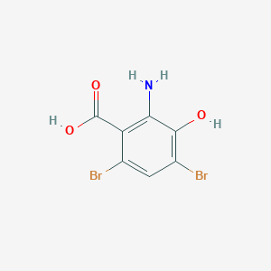 B1240776 4,6-Dibromo-3-hydroxyanthranilic acid CAS No. 160911-12-6