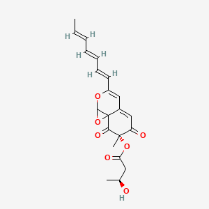 molecular formula C21H22O7 B1240780 (7S)-3-[(1E,3E,5E)-hepta-1,3,5-trien-1-yl]-7-methyl-6,8-dioxo-7,8-dihydro-6H-oxireno[j]isochromen-7-yl (3S)-3-hydroxybutanoate 