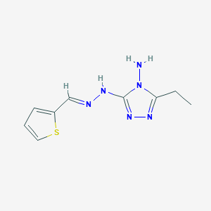 molecular formula C9H12N6S B1240791 Thiophene-2-carboxaldehyde, (4-amino-5-ethyl-1,2,4-triazol-3-yl)hydrazone 