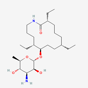 molecular formula C25H48N2O5 B1240793 (3R,7S,10R,11R)-10-[(2S,3S,4S,5S,6R)-4-amino-3,5-dihydroxy-6-methyloxan-2-yl]oxy-3,7,11-triethyl-azacyclotetradecan-2-one 