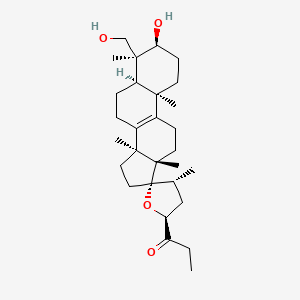 molecular formula C29H46O4 B12408154 1-[(2'S,3S,4S,4'R,5R,10R,13S,14S,17S)-3-hydroxy-4-(hydroxymethyl)-4,4',10,13,14-pentamethylspiro[1,2,3,5,6,7,11,12,15,16-decahydrocyclopenta[a]phenanthrene-17,5'-oxolane]-2'-yl]propan-1-one 