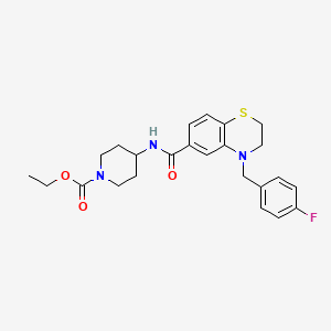 molecular formula C24H28FN3O3S B1240838 4-[[[4-[(4-Fluorophenyl)methyl]-2,3-dihydro-1,4-benzothiazin-6-yl]-oxomethyl]amino]-1-piperidinecarboxylic acid ethyl ester 