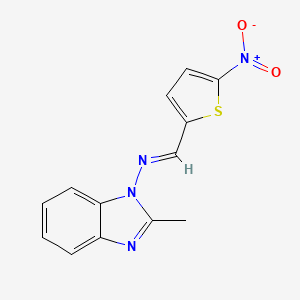 molecular formula C13H10N4O2S B1240839 (2-Methylbenzimidazol-1-yl)-[(5-nitro-2-thienyl)methylene]amine 