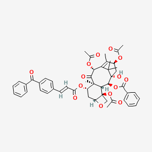 molecular formula C49H50O14 B1240854 [(1S,2S,3R,4S,7R,9S,10S,12R,15S)-4,12,15-triacetyloxy-9-[(E)-3-(4-benzoylphenyl)prop-2-enoyl]oxy-1-hydroxy-10,14,17,17-tetramethyl-11-oxo-6-oxatetracyclo[11.3.1.03,10.04,7]heptadec-13-en-2-yl] benzoate 