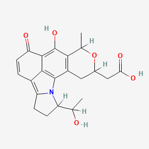 molecular formula C22H23NO6 B1240855 [7-hydroxy-1-(1-hydroxyethyl)-8-methyl-6-oxo-1,2,3,8,10,11-hexahydro-6H-benzo[cd]pyrano[3,4-g]pyrrolo[1,2-a]indol-10-yl]acetic acid 
