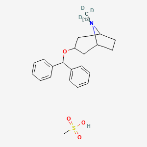 molecular formula C22H29NO4S B12408576 Benztropine-13C,d3 (mesylate) 