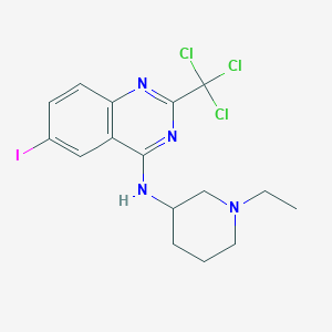 molecular formula C16H18Cl3IN4 B1240883 N-(1-ethylpiperidin-3-yl)-6-iodo-2-(trichloromethyl)quinazolin-4-amine 