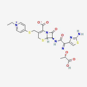 B1240898 (6R,7R)-7-[[(2E)-2-(2-Amino-1,3-thiazol-4-yl)-2-[(1S)-1-carboxyethoxy]iminoacetyl]amino]-3-[(1-ethylpyridin-1-ium-4-yl)sulfanylmethyl]-8-oxo-5-thia-1-azabicyclo[4.2.0]oct-2-ene-2-carboxylate CAS No. 115369-52-3