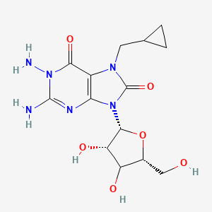 molecular formula C14H20N6O6 B12408992 1-Amino-7-cyclopropyl methyl-7,8-dihydro-8-oxo-9-(|A-D-xylofuranosyl)guanine 