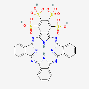 molecular formula C32H18N8O12S4 B12409106 2,11,20,29,37,38,39,40-Octazanonacyclo[28.6.1.13,10.112,19.121,28.04,9.013,18.022,27.031,36]tetraconta-1,3,5,7,9,11,13,15,17,19(39),20,22,24,26,28,30(37),31,33,35-nonadecaene-5,6,7,8-tetrasulfonic acid 