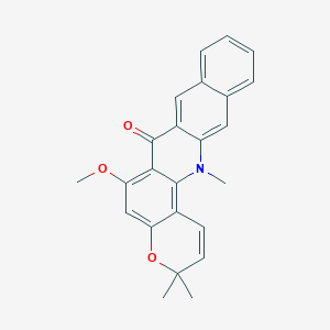 molecular formula C24H21NO3 B1240932 3,3,14-Trimethyl-6-methoxy-3,14-dihydro-7H-4-oxa-14-azabenzo[a]naphthacene-7-one 