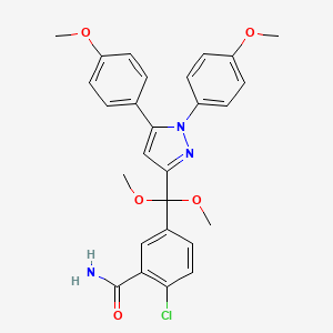 Benzamide, 5-((1,5-bis(4-methoxyphenyl)-1H-pyrazol-3-yl)dimethoxymethyl)-2-chloro-