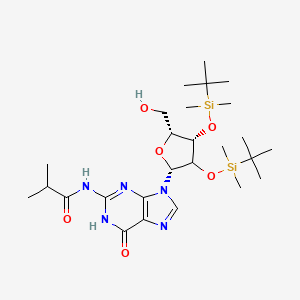 molecular formula C26H47N5O6Si2 B12409686 N-[9-[(2R,4S,5R)-3,4-bis[[tert-butyl(dimethyl)silyl]oxy]-5-(hydroxymethyl)oxolan-2-yl]-6-oxo-1H-purin-2-yl]-2-methylpropanamide 